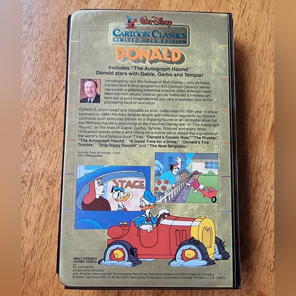 Walt Disney Donald Cartoon Classics Limited Gold Edition 1984 Clamshell Case VHS - Picture 3 of 4